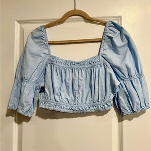 Deluc Sky Blue Smocked Blouse